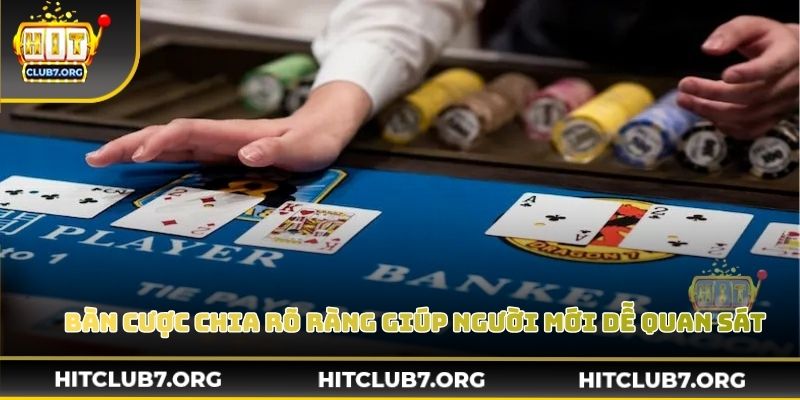 Bàn cược được chia rõ ràng giúp người mới dễ quan sát